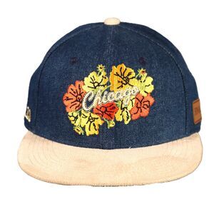 Chicago Bulls Artist Hat Series Chi Nwosu Floral Denim Strapback NEW‎
